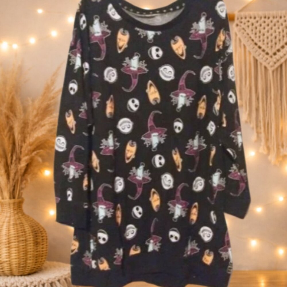 Disney Nightmare Before Christmas Longline Sleep Shirt Plus 2X Tim Burton PJs